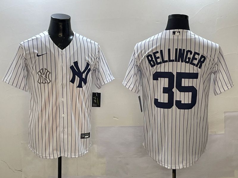 Men New York Yankees #35 Beelinger White Stripe Game Nike 2025 MLB Jersey style 4->new york yankees->MLB Jersey